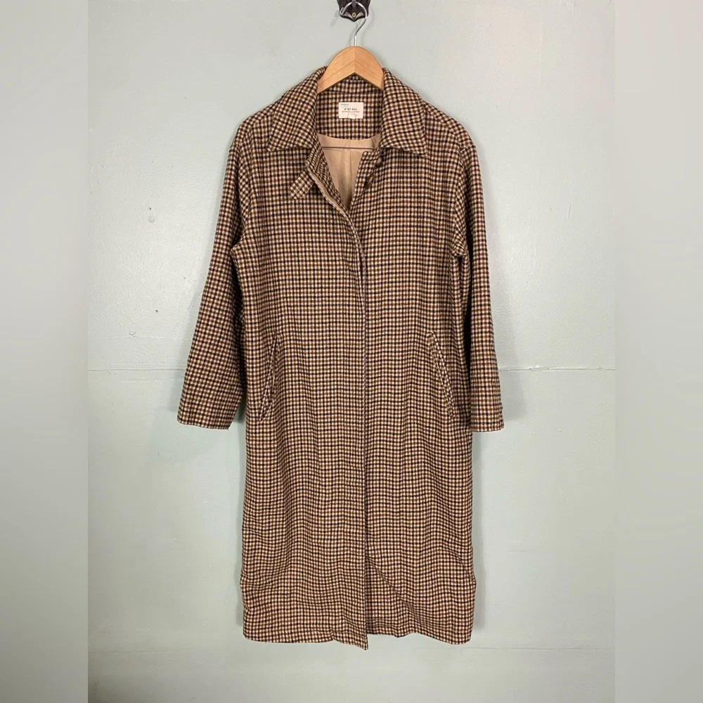 Anthropologie If By Sea Menswear‎ Plaid Overcoat City Coat Brown Academia Small - Picture 3 of 13